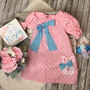 HP Peasant Style Ruffle Sleeve Boutique Bunny Pastel Dress NEW Easter Spring